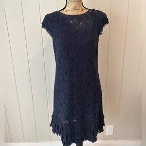 Blue lace dress women.